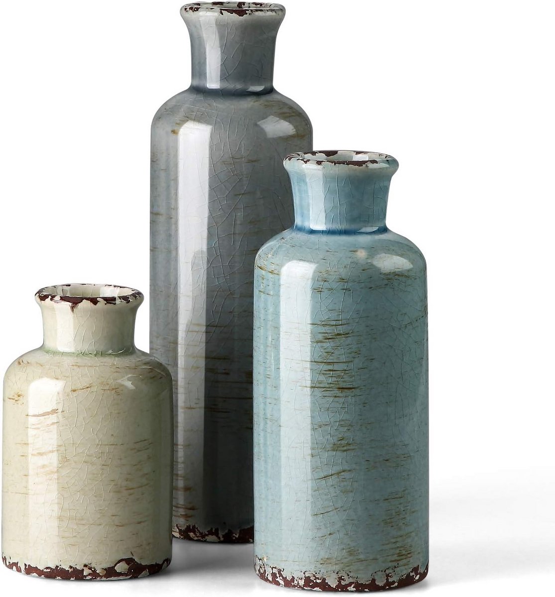 Set van 3 Keramische Vaasjes - Divers Kleuren - Decoratie voor Woonkamer, Tafel en Schouw