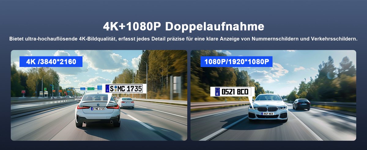 A4 Dual Dashcam voor auto - Ultra 4K & 1080P Dashcam - Voor en Achter Camera - WiFi en GPS - 3 inch met App - Full HD achter camera - FullHD resolutie - Night vision - G-sensor - loop recording – foto 7