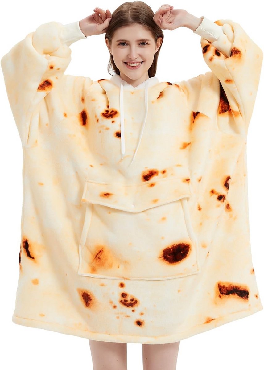 Oversized Hoodie Deken met Capuchon en Sherpa Voering voor Heren en Dames