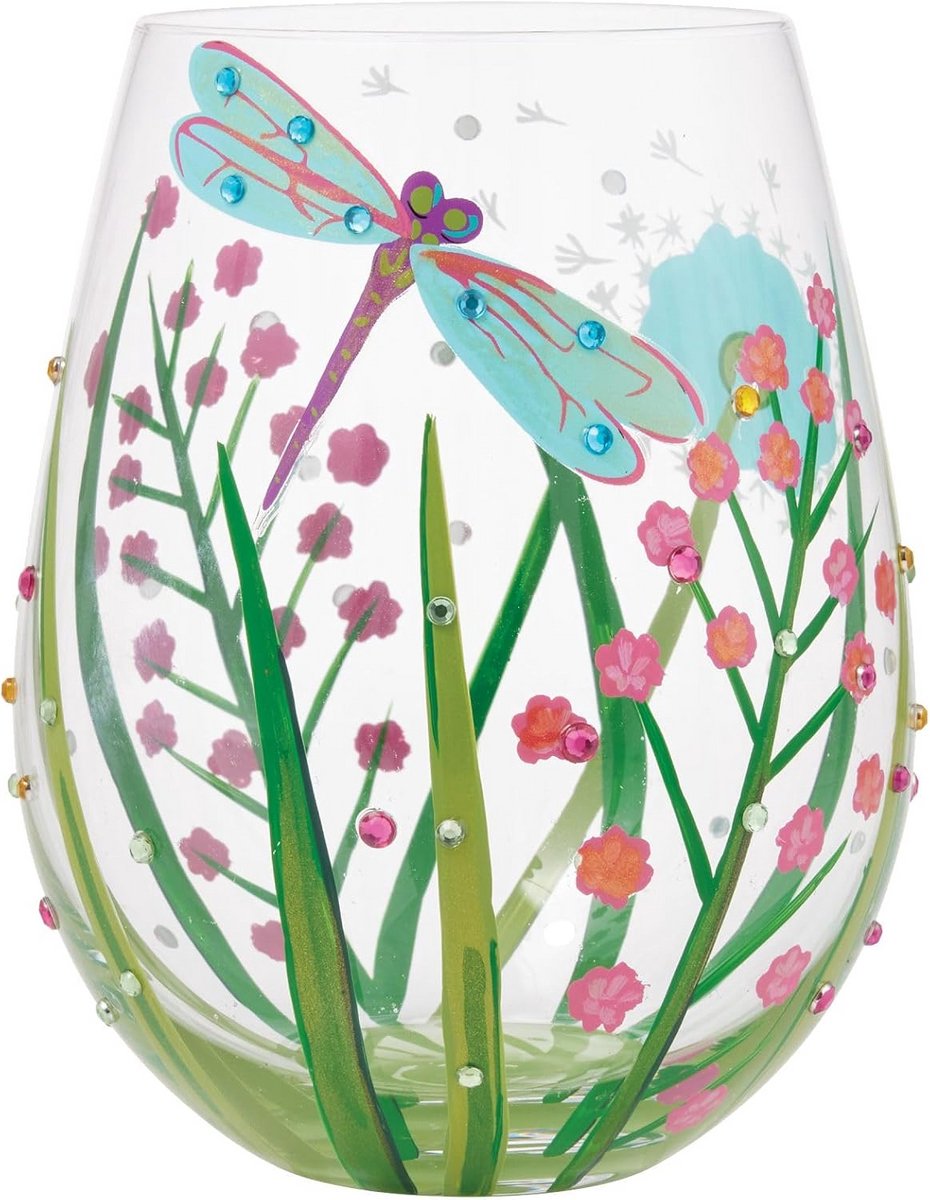Prachtig Wijnglas met Libel Ontwerp Cadeauversie