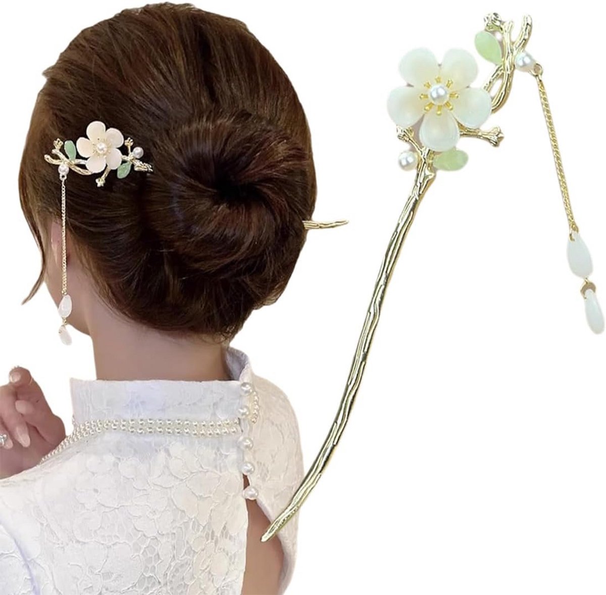 Vintage Bloemen Haarspeld voor Haarwrong - Chinese Stijl Haaraccessoire