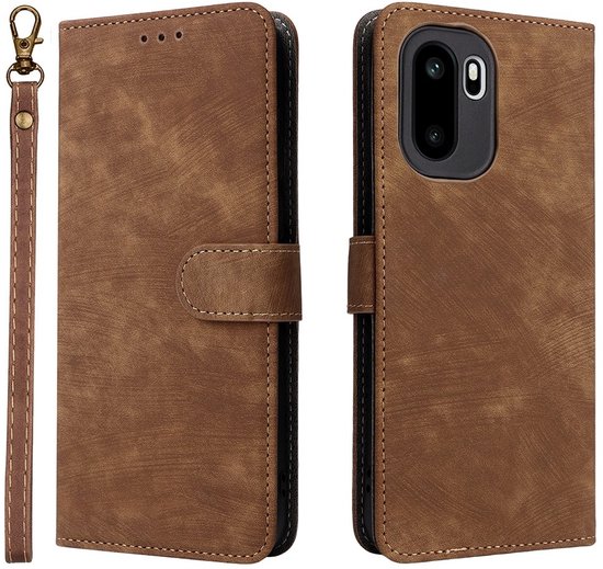 Coverup Hoesje - Geschikt voor OnePlus 15R Hoesje - Coverup Book Case met Koord - Bruin
