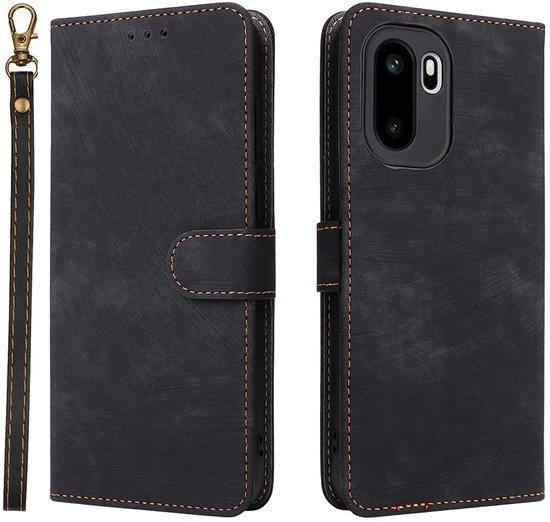 Coverup Hoesje - Geschikt voor OnePlus 15R Hoesje - Coverup Book Case met Koord - Zwart