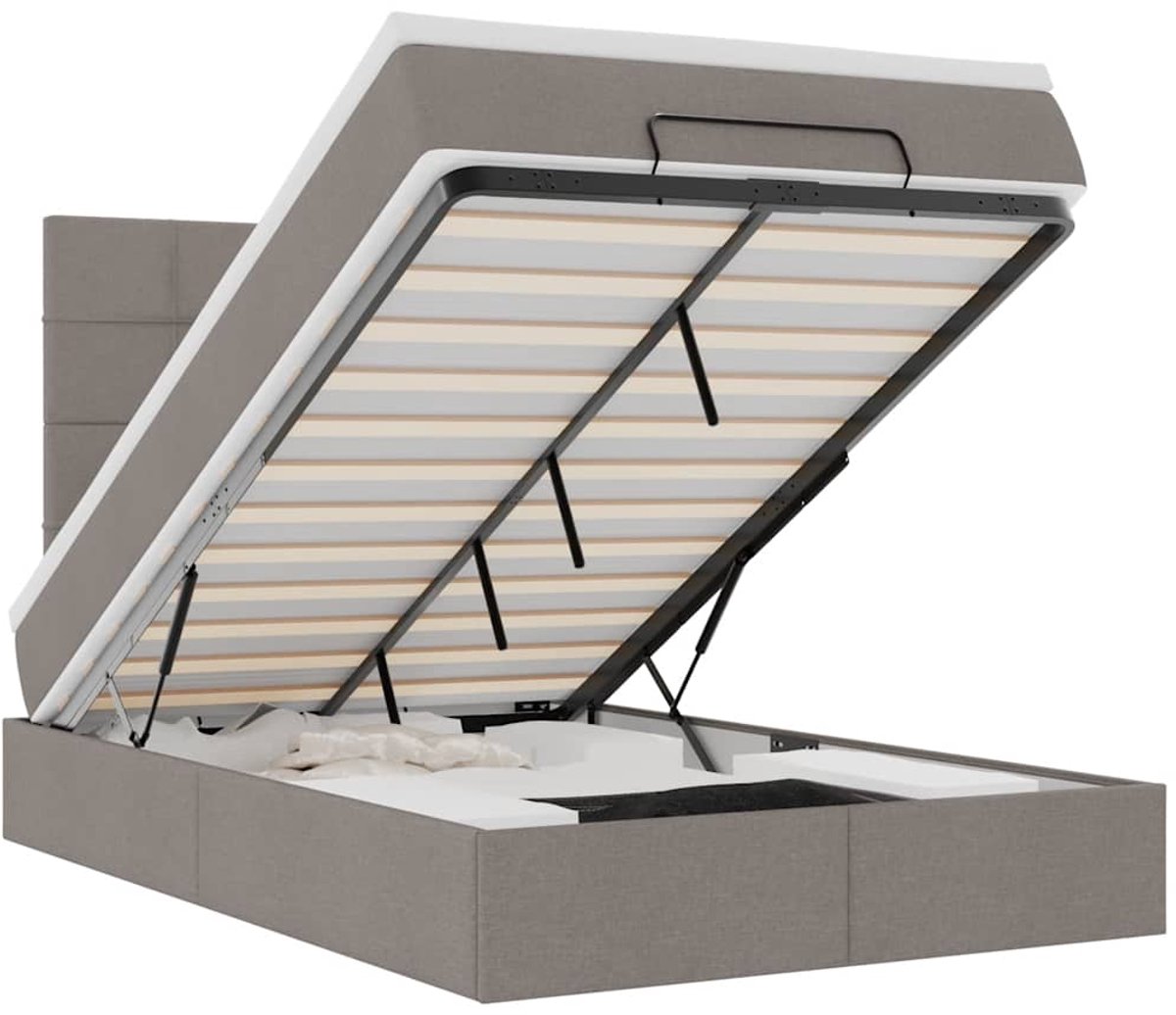 vidaXL - Ottoman - bed - met - matras - en - LED's - 120x200cm - stof - taupe