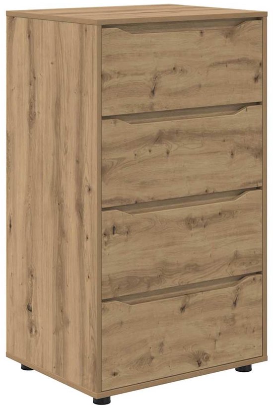 vidaXL Artisan Eiken Nachtkastje Set Van 2 Houten Nachtkastjes