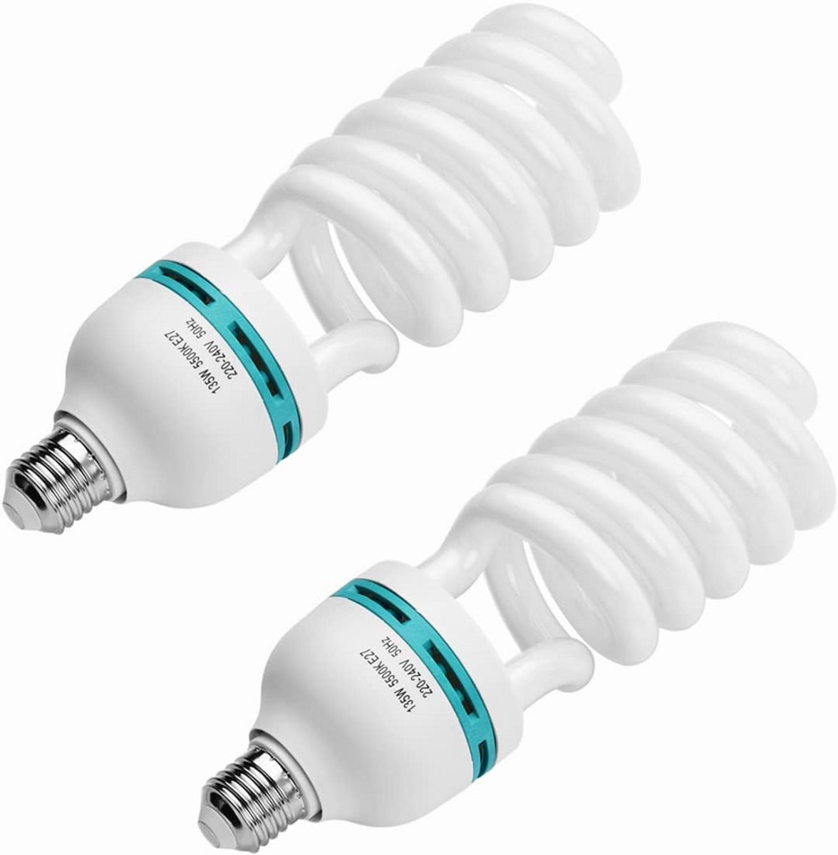 2 Stuks 135W E27 Spiraallamp 5500K CRI90 Daglicht Lamp voor Fotostudio en Video