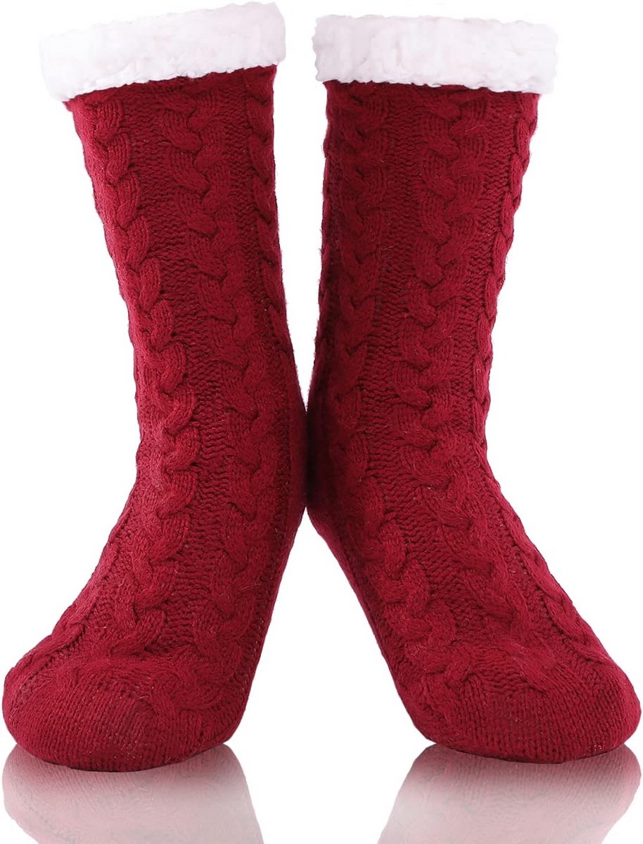 Warme Antislip Huissokken Dames | Dikke, Zachte Kruipsokken voor Winter & Kerst | Maat 35-42
