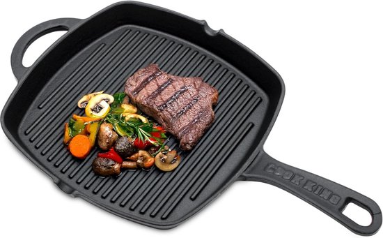 GIETIJZEREN GRILLPAN 26cm INDUCTIE VREUGDEVUUR GRILL GAS GIETIJZEREN