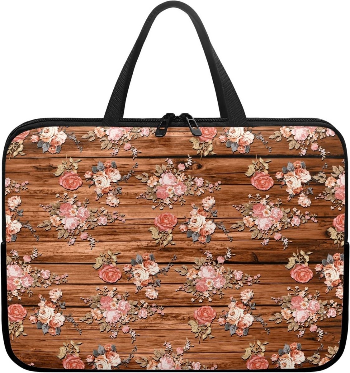 Waterdichte Laptophoes 10 tot 17 Inch met Rozenpatroon en Ritssluiting