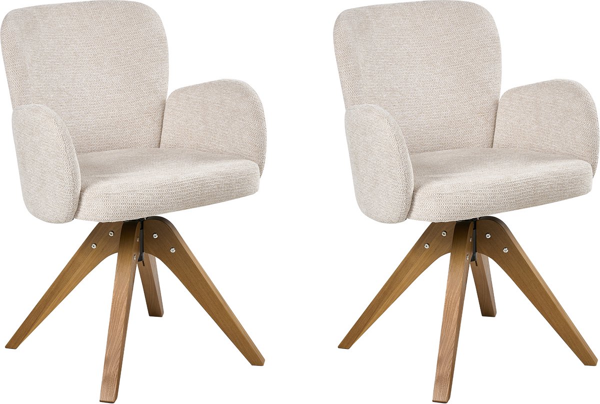 JEAN - Eetkamerstoel set van 2 - Lichtbeige - Polyester