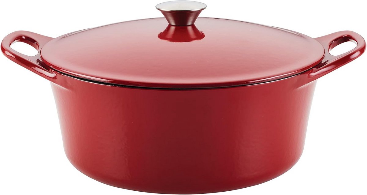 Gietijzeren Dutch Oven Pan met Deksel - Ovenschotel en Braadpan - Rood