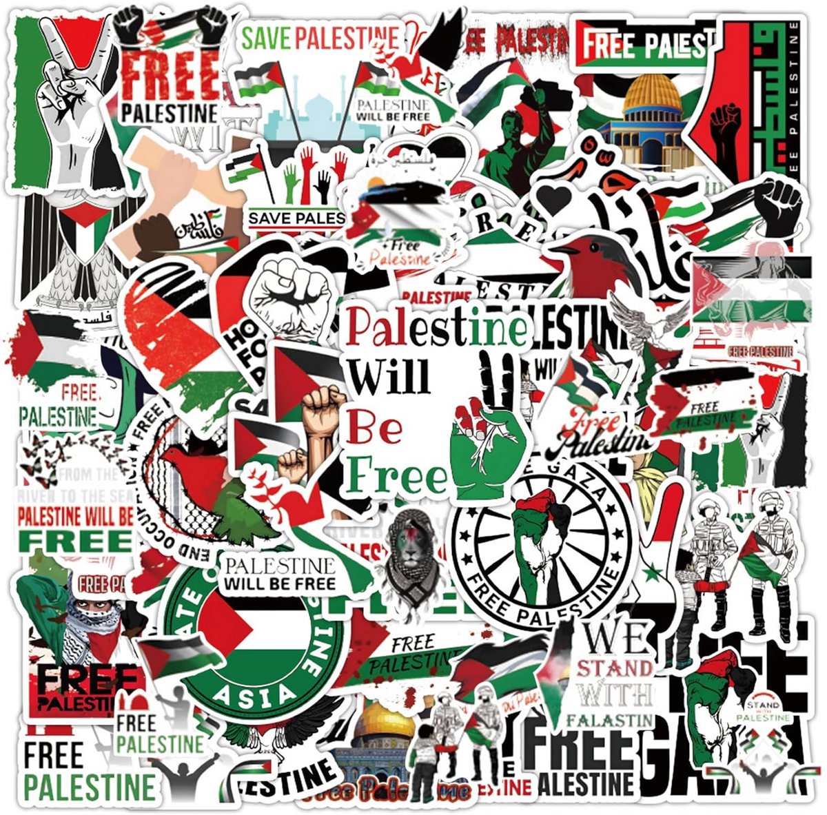 100 Palestijnse Stickers Set - Waterdicht Zelfklevend voor Laptop, Fles en Fiets