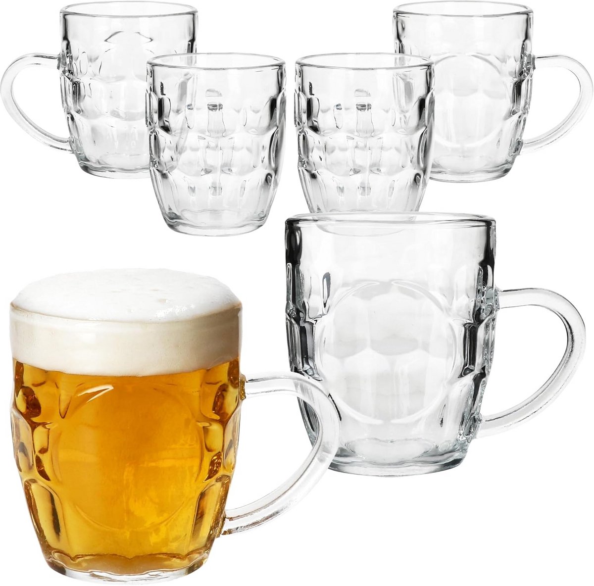 Traditionele Bierpullen in Glas Set voor 6 Personen met Hendel en Embleemruimte