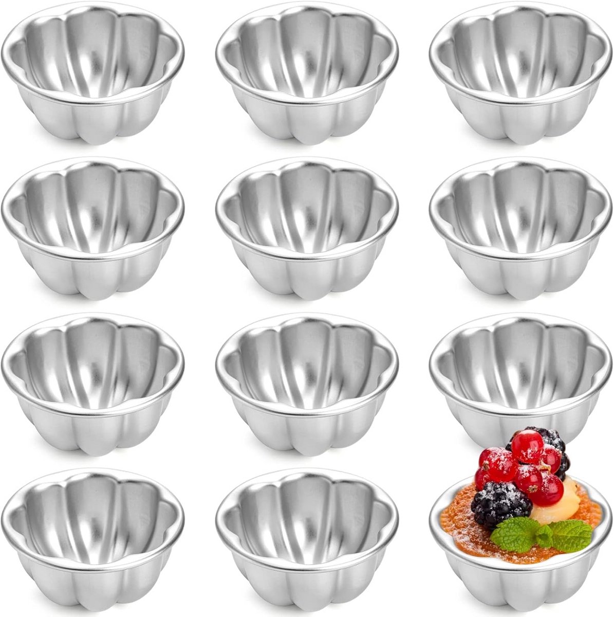 12x Herbruikbare Aluminium Eiertaartvormpjes - Anti-aanbak Cupcake & Muffin Bakvormen