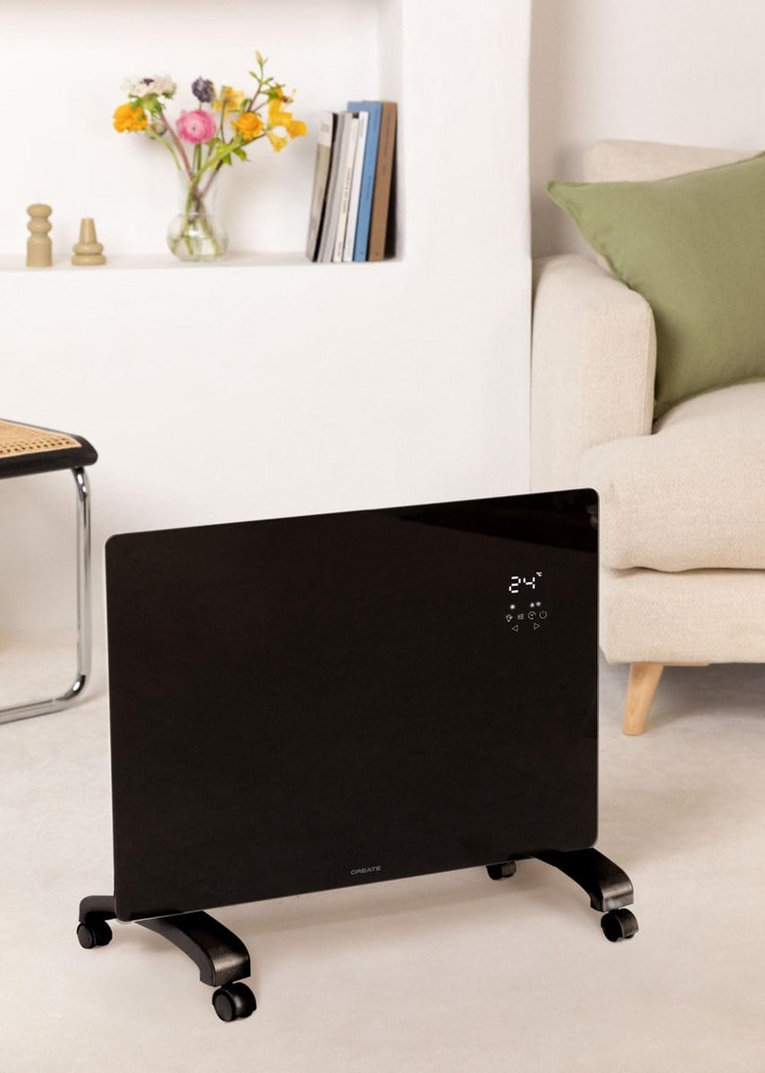 Elektrische Convector Kachel met Wifi Bediening en Wielen, 1500W