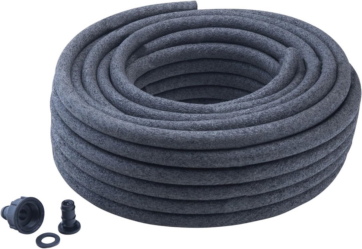 Microporeuze slang - Tuinslang druppelslang - Zuinig bewateren - UV en algen behandeld - 15 meter 16 mm - Zwart