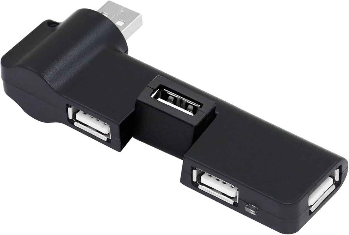 4-Poorts USB 2.0 Hub met 180° Draaibare Aansluiting voor PC en Laptop