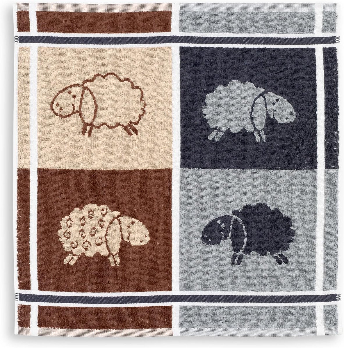 Keukentextiel theedoek katoen met schapenprint 50x50 cm