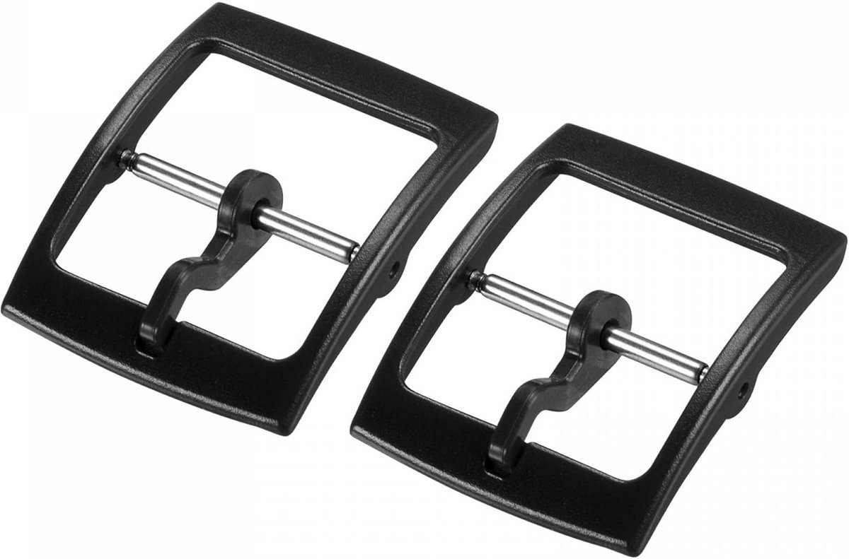 2x Kunststof Horlogesluiting met Gesp voor 16 mm Bandjes - Zwarte Vervangingsonderdelen