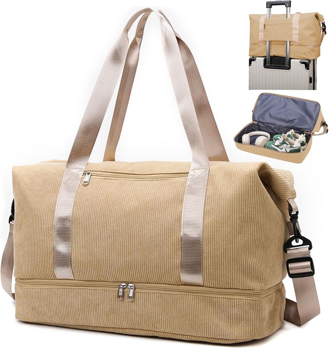 Duffle Tas 35L met Schoenenvak en Nat Vak - Reistas & Handbagage voor Sport, Gym, Weekend