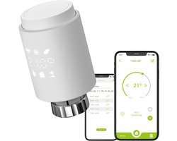 Slimme WiFi Radiator Thermostaatknop Programmeerbaar Zonder Hub Geschikt voor Alexa & Google Home