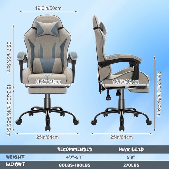 Ergonomische Gamingstoel met Voetsteun - Verstelbare Bureaustoel in Racestijl van Merkloos — afbeelding 4