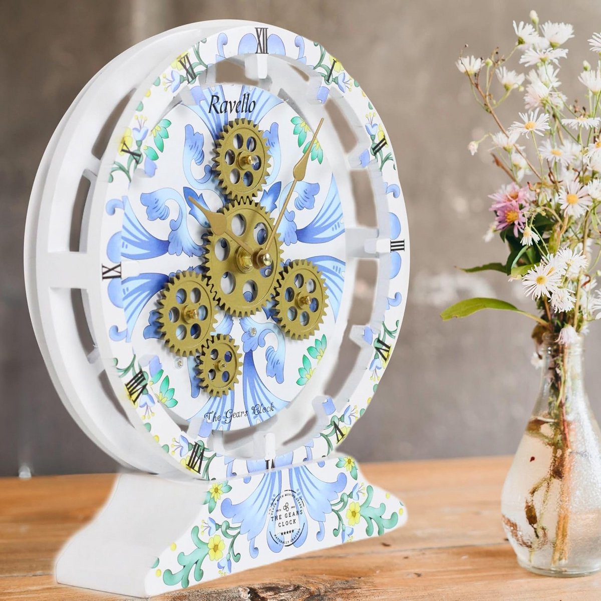 Wandklok en Tafelklok met Zichtbare Draaiende Tandwielen - 25 cm - Amalfikust Design