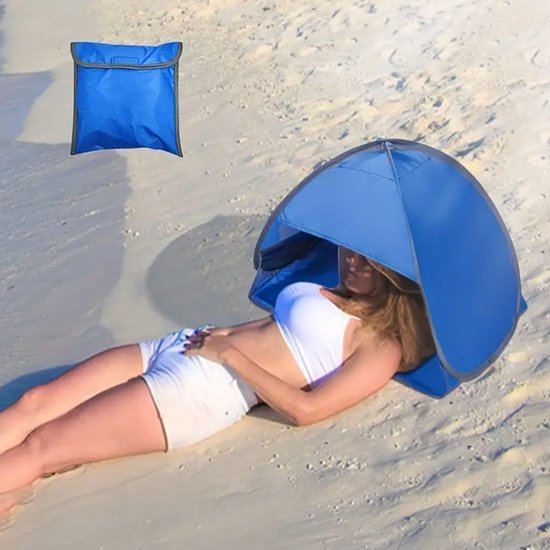 Zonneschermtent - Hoofdbeschermingstent - Draagbare tent - Strandtent - Zonnescherm - Zonbescherming - Reistent - Mini - Luifel - Blauw — afbeelding 2