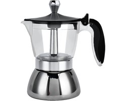 Hob Modern Clear Percolator - Stainless Steel Italian Glass - 4 Cups - Coffee Maker - Stove Mokapot - Keukenbenodigdheden