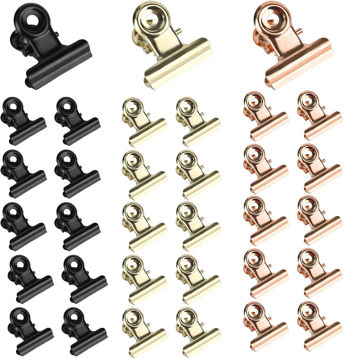Small Bulldog Paper Clips - 90 Stuks - Gouden Kantoorclips - Multifunctionele Clips voor Foto's en Keuken Accessoires