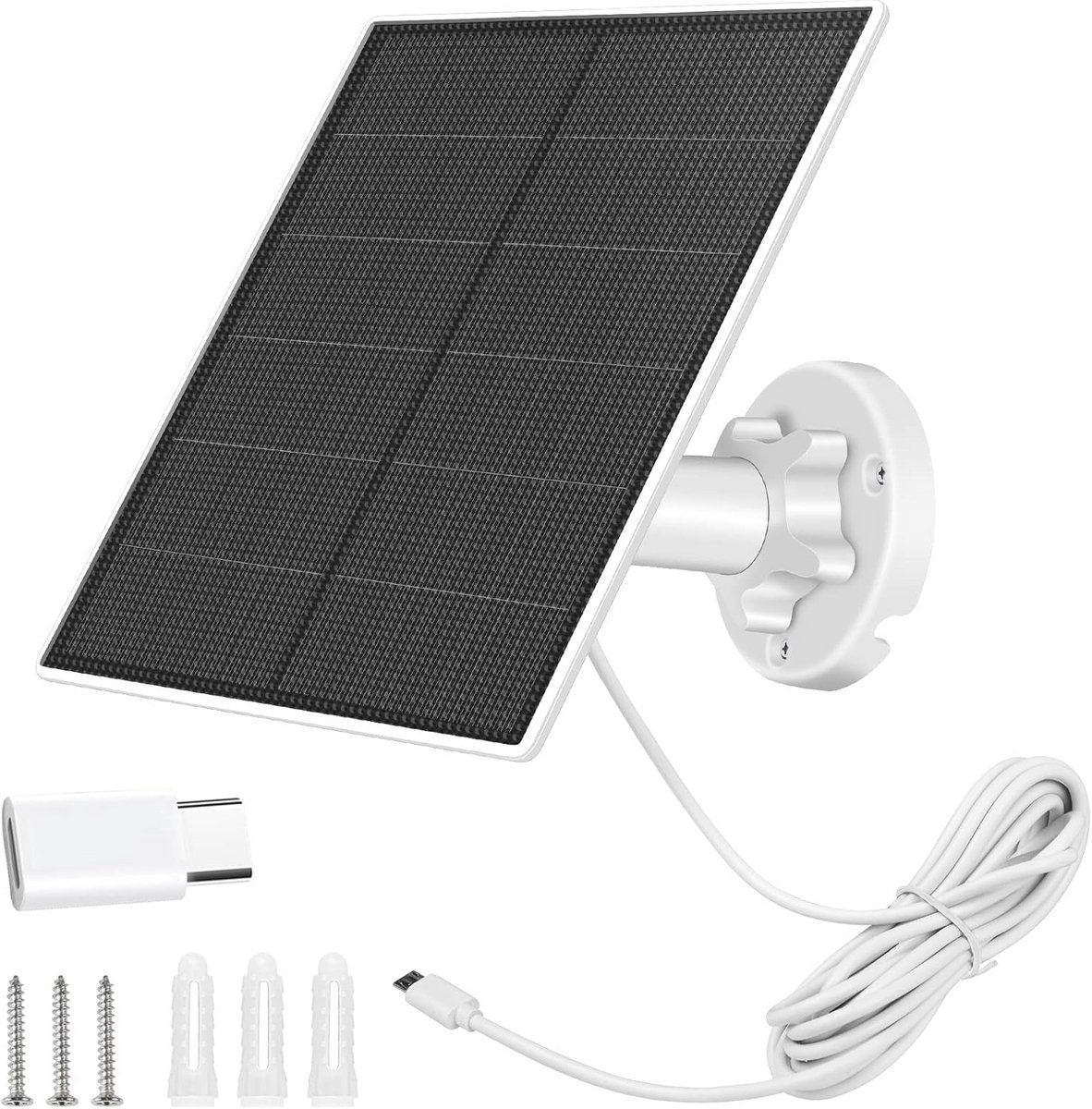 Zonnepaneel voor beveiligingscamera - 5W USB-zonnelader met verstelbare montage en IP65 waterdicht