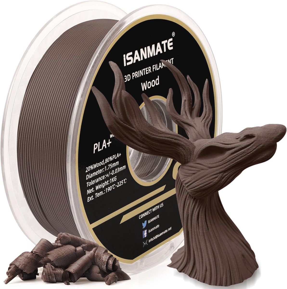 Sandal Hout PLA+ Filament 1.75mm 3D Printer Filament 1KG Spoel – Duurzaam en Hoogwaardige 3D-printmaterialen