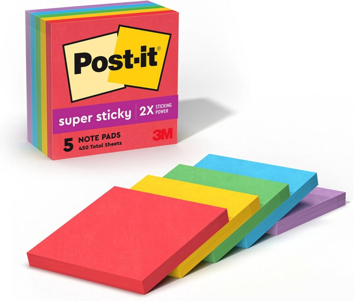 Plakbriefjes 3 inch x 3 inch - Speelse Primaries - 5 verpakkingen