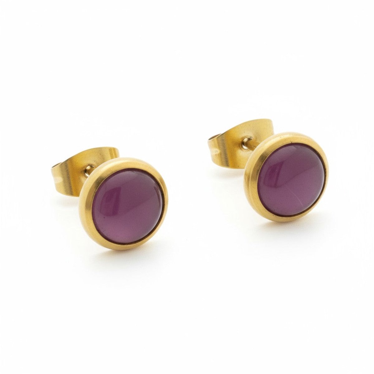 Aramat Jewels | Oorbellen | Kattenoog Oorbellen 8mm – Roze - Goudkleurig | | | |8mm | Staal | Kinderen, Volwassenen | Verkleurd niet