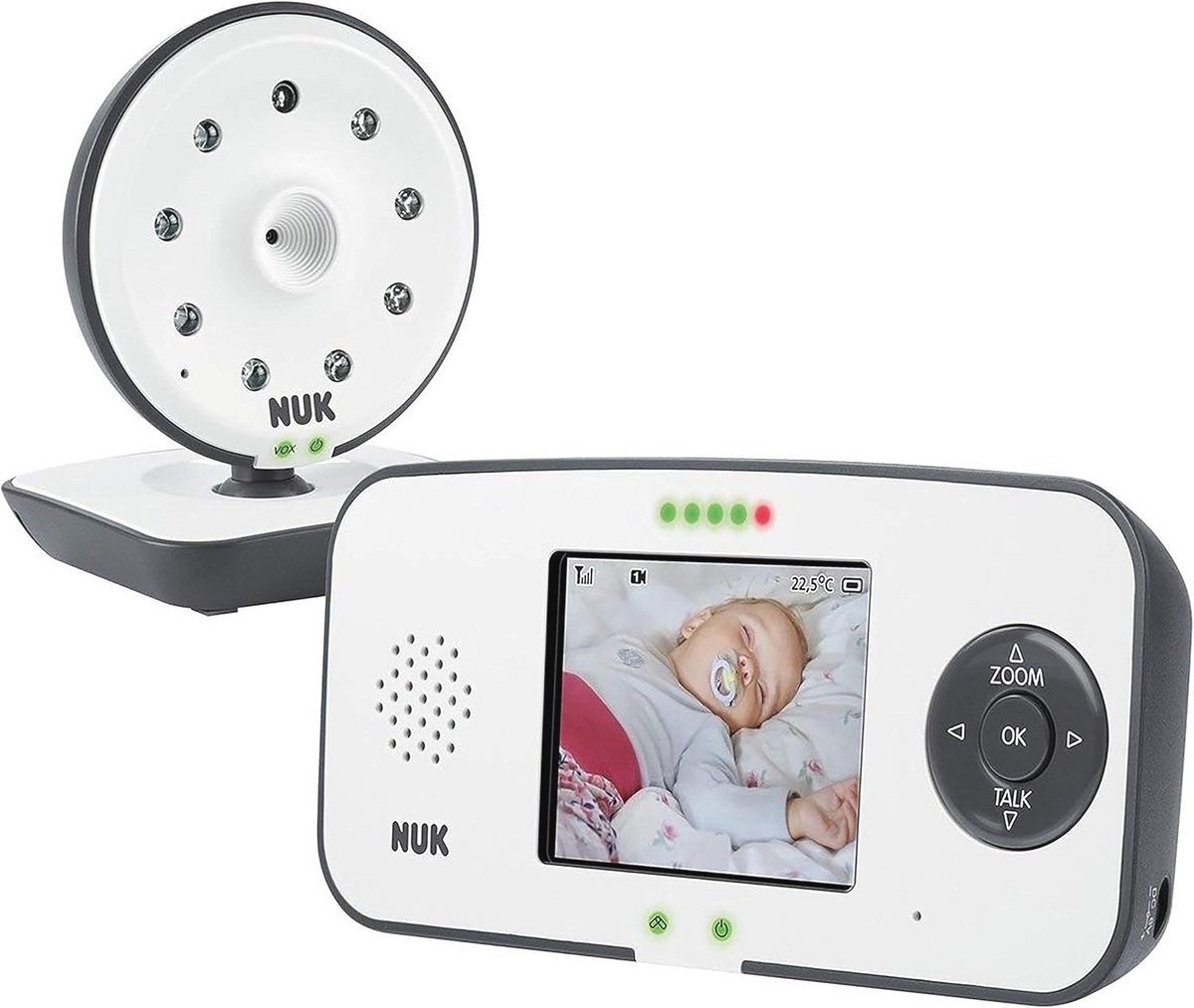 Digitale babyfoon met camera en videodisplay - tot 4 camera's, vrij van hoogfrequente straling in eco-modus