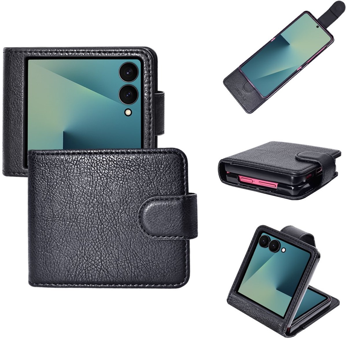 Bookcase Geschikt voor: Samsung Galaxy Z Flip 7 - Zwart - portemonnee hoesje