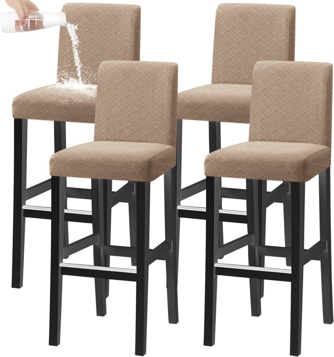 Stretch Stoelhoezen voor Draaibare Eetkamerstoelen - Set van 4, Wasbaar en Verwijderbaar, Bescherming tegen Vlekken en Stof