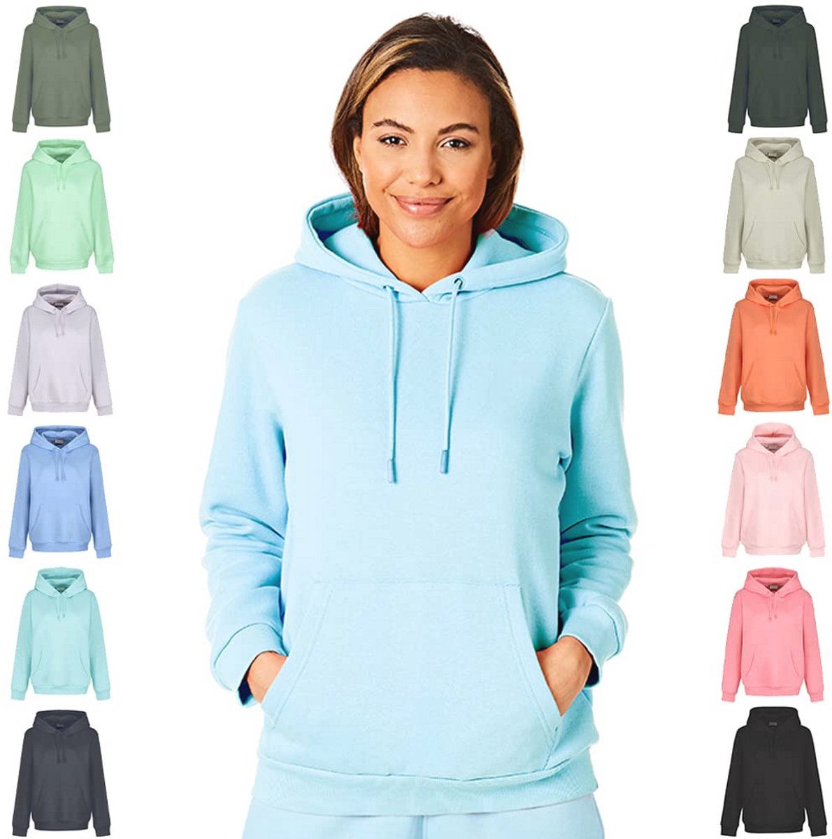 Dames Loungewear Hoody met Capuchon - Zachte Fleece Trui in Pastelkleuren