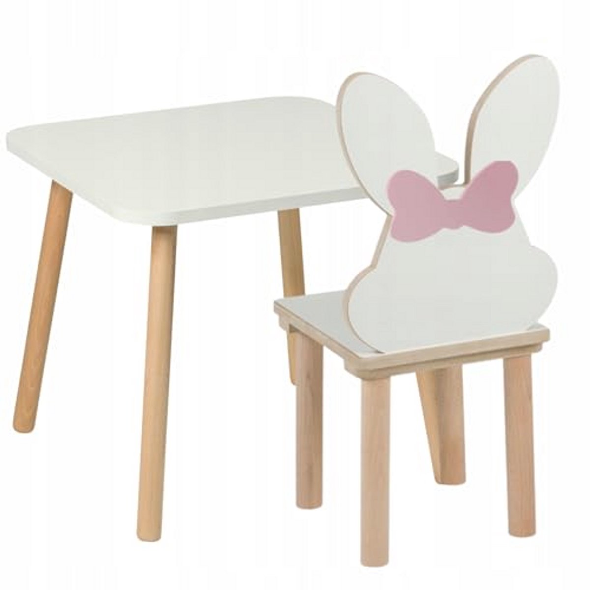Kindertafel en kinderstoel set met konijnendesign voor kinderkamer