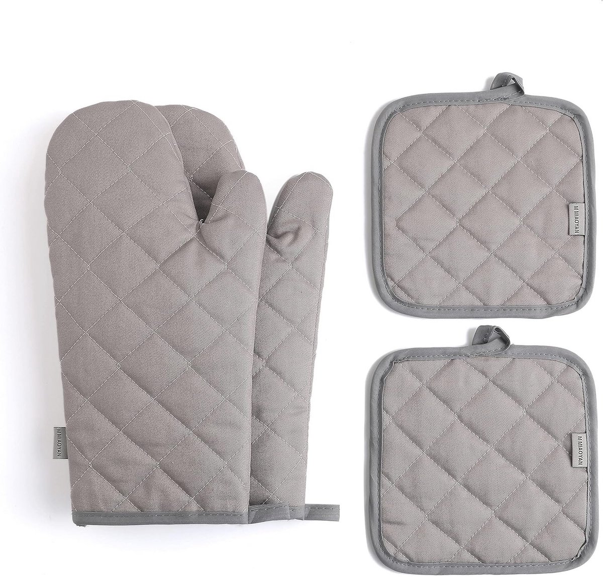 Set van 4 Katoenen Pannenlappen en Keukenhandschoenen voor Hittebescherming