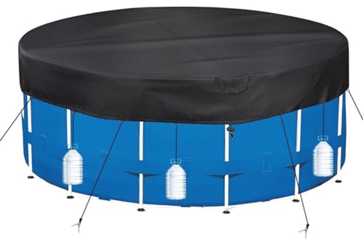 Rond Zwembadzeil Ø 462 cm voor Ø 410-457 cm - UV-bestendig Afdekzeil met Scheerlijnen en Grondpennen