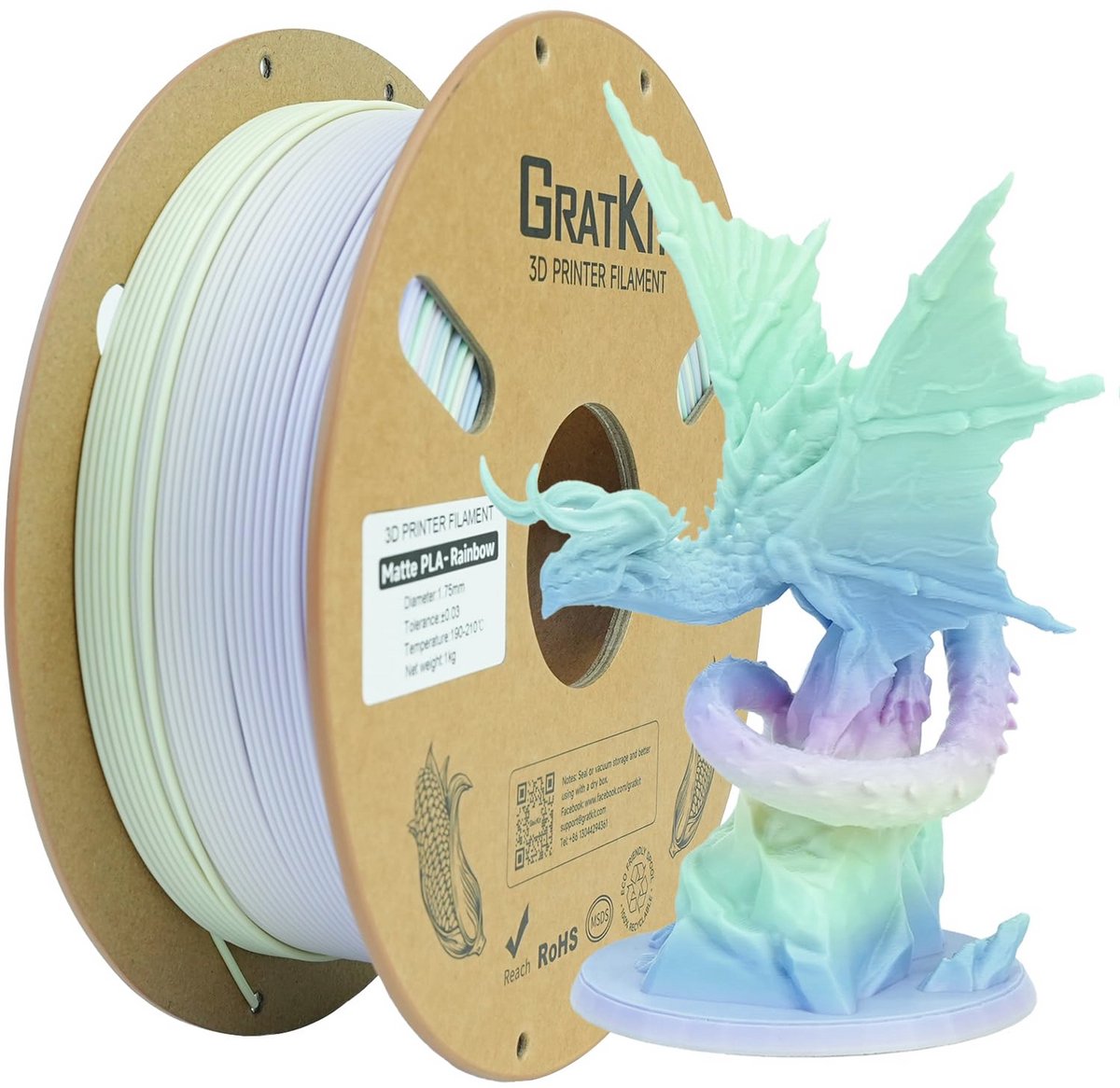 Matte Rainbow PLA Filament 1.75mm - 3D-printer filament voor nauwkeurige prints