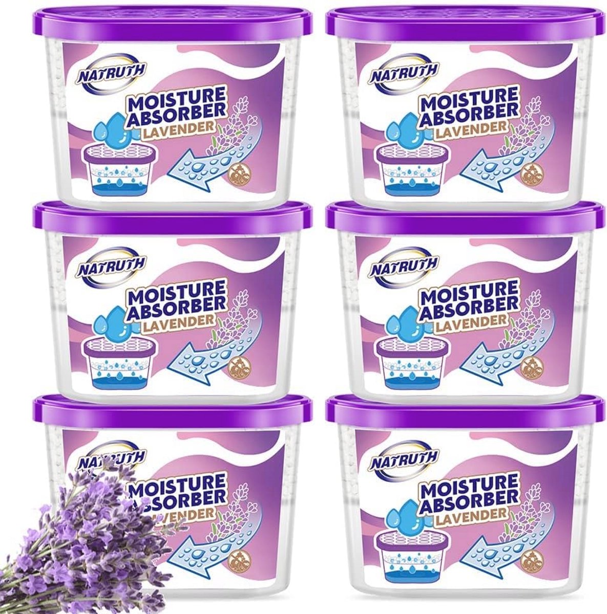 Draagbare kastontvochtiger - 500 ml vochtabsorberende emmer (6 stuks)
