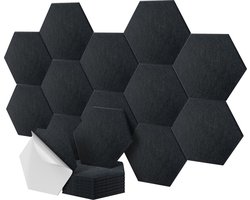 Akoestische panelen - 18 stuks - hexagon - 30x26 cm - zwart