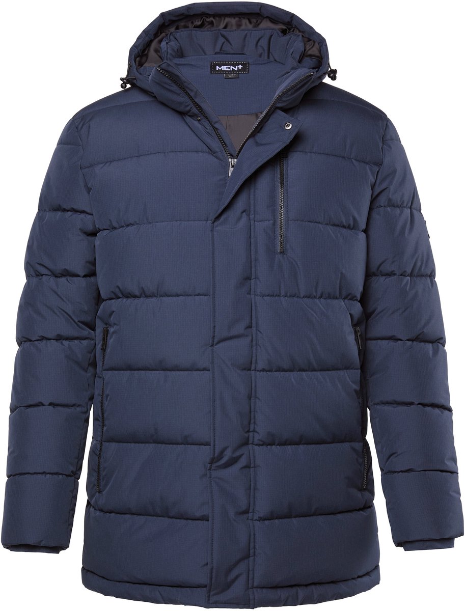 Men Plus - Heren - Gewatteerde jas capuchon ritszakken - Navy blauw - Maat 7XL