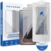 Een box met de tekst 'Tempered Glass Screenprotector', 2 applicatieframes en 2 screenprotectors.