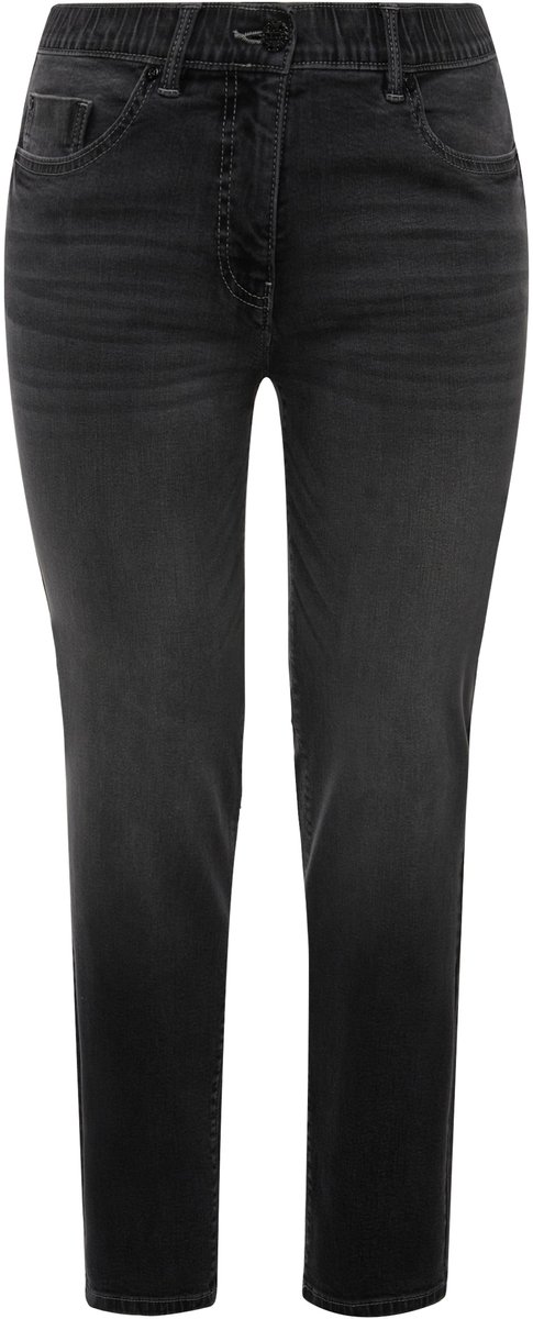 Ulla Popken - Dames - Push-up-jeans Sarah smalle pijpen stretch - Donkergrijs denim - Maat 124