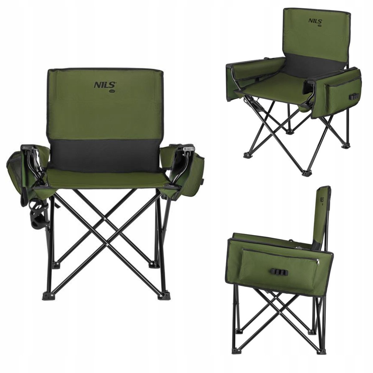 Nils Camp NC3703 Groene Campingstoel - Opvouwbaar met Handige Zakken