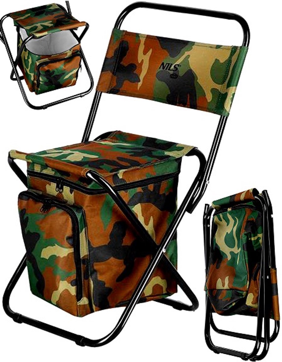 Opvouwbaar Kampeerstoel met Rugleuning en Tas - Camouflage