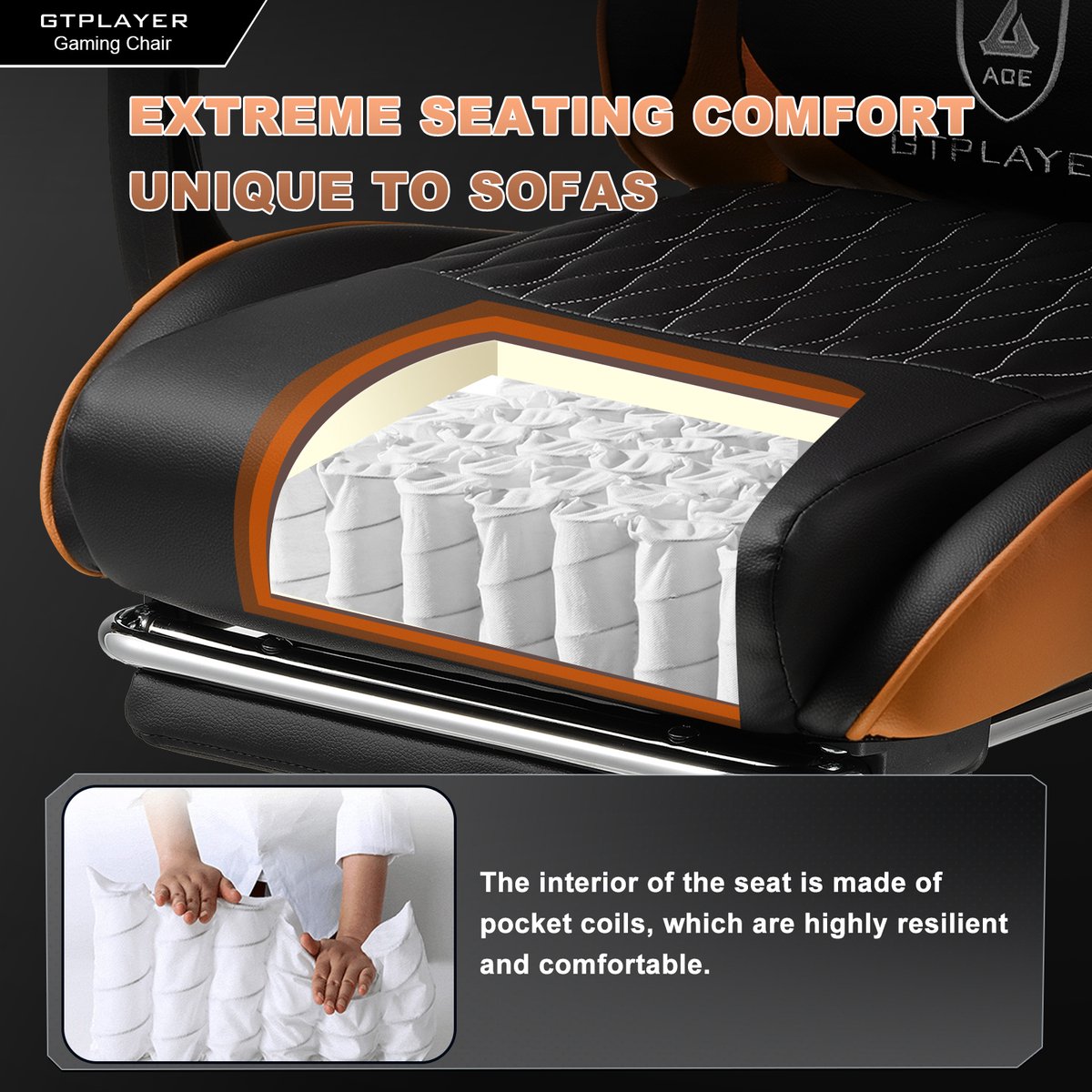 GTPLAYER Ergonomische Gamingstoel met Lendenkussen en - afbeelding 2